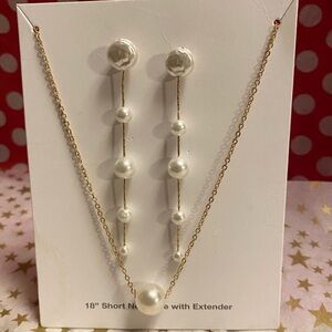 New perfect set of pearls with earrings and necklace 18 long is your measurement